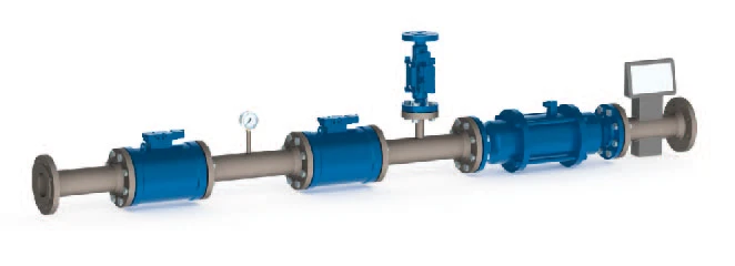 Beispielhafte Anordnung von coax® Ventiltechnik in einer Gasregelstrecke für den Einsatz im Marineumfeld.