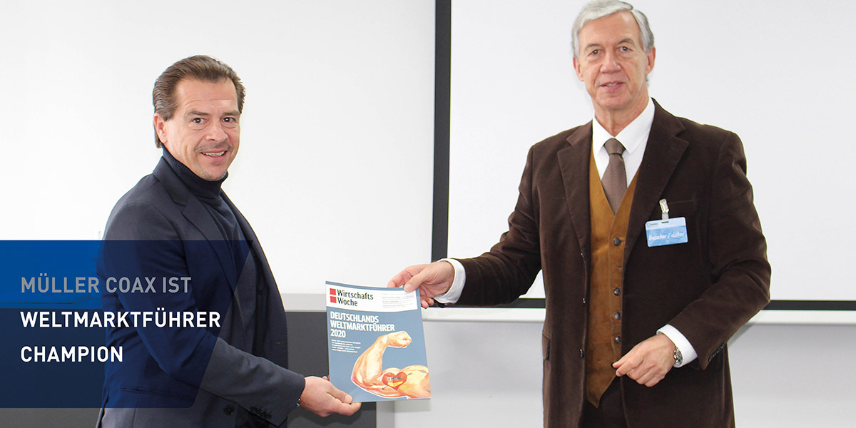 Wirtschaftsminister a.D. Dr. Walter Döring kam eigens zur Aufnahme in den Index und gratulierte Friedrich Müller, Vorstandsvorsitzender der müller co-ax gmbh.